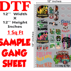 12" X 12" DTF Gang Test Sheet (Not For Printing) Please Read more under description.